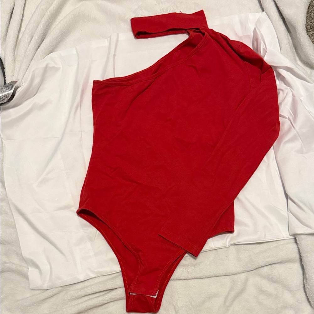 Women’s Red One-Shoulder Bodysuit